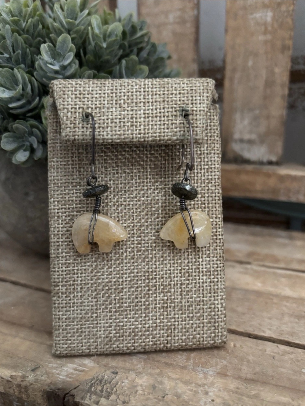 Zuni Fetish Earrings Spirit Bears Gemstone